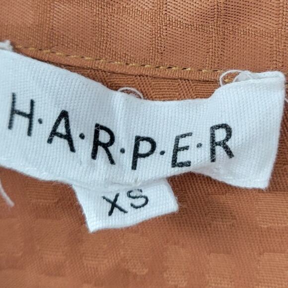 Harper Tiered Shirt Dress Womens XS Brown Embossed Animal Print Button Down Maxi - Picture 15 of 16